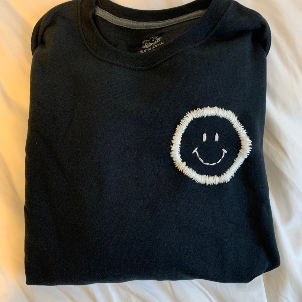 Custom embroidered smiley face sweatshirt - Picture 1 of 2